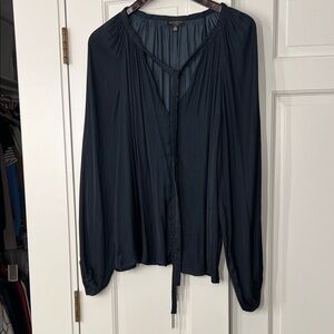 Current Air Steel Blue Blouse with tie/bead trim